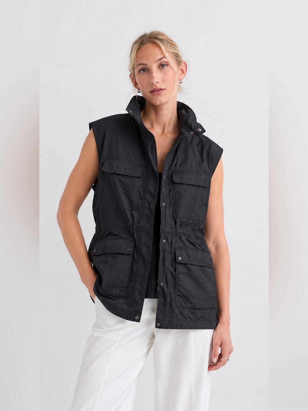 Athleta Black Sleeveless Utility Vest - Women